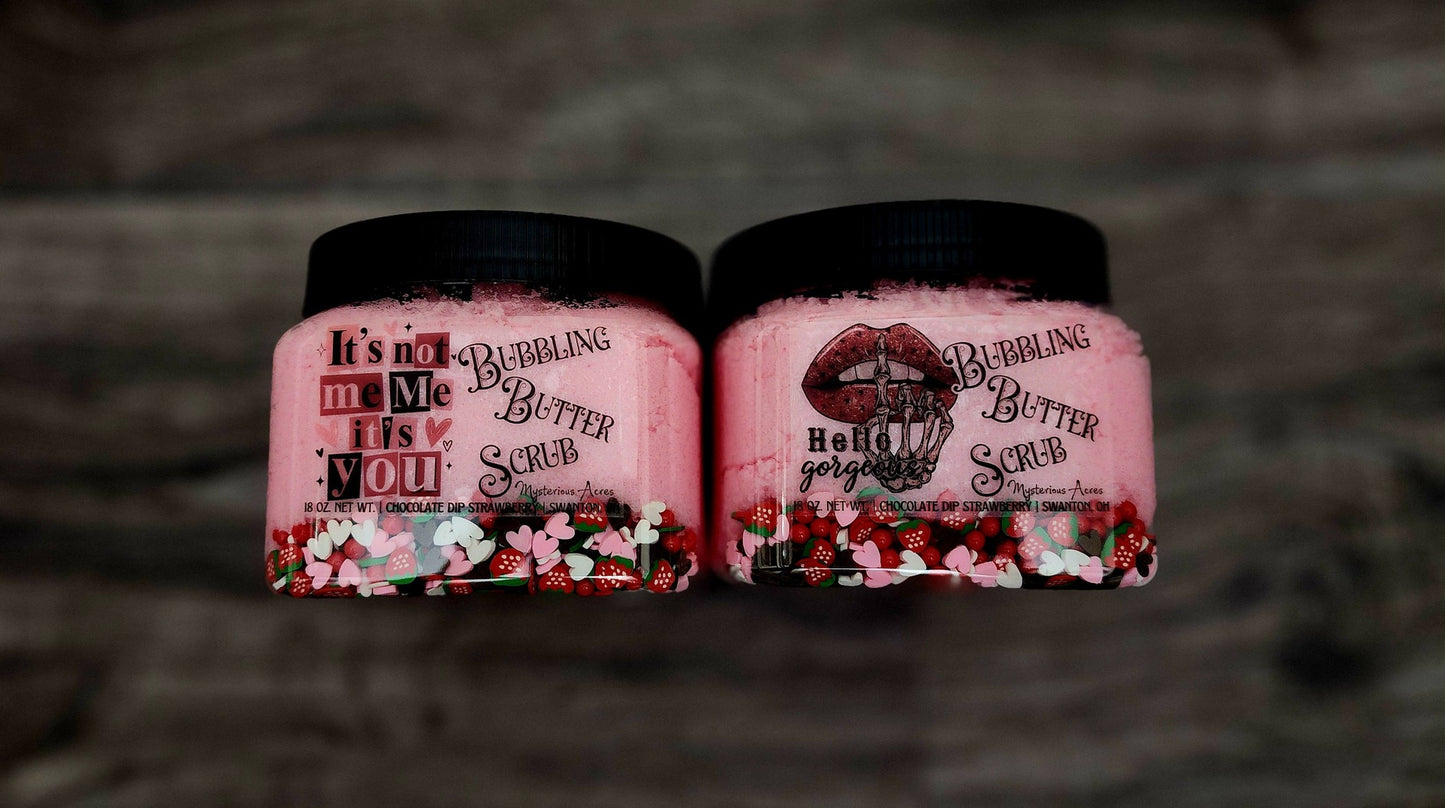 Chocolate Strawberry Valentine Bubbling Butter Scrub ❦